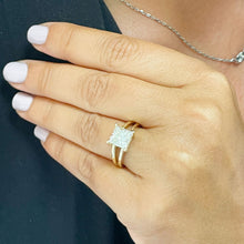 Load image into Gallery viewer, Split Shanks Design 14k Solid Yellow Gold Princess Simulated Diamond Engagement Ring, Bridal, Wedding, Prong Set, Solitaire, 2.00ctw