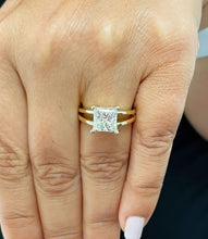 Load image into Gallery viewer, 14K Solid Yellow Gold Princess Cut Forever One Moissanite Engagement Ring Deco, Bridal, Wedding, Anniversary, Prong Set Solitaire 3.00ctw