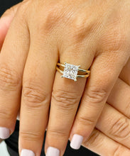 Load image into Gallery viewer, 14K Solid Yellow Gold Princess Cut Moissanite Engagement Ring Deco, Bridal, Wedding, Anniversary, Prong Set Solitaire 3.00ctw