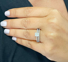 Load image into Gallery viewer, 14k solid white gold princess cut simulated diamond engagement ring and band bridal wedding set 2.00ct