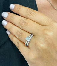 Load image into Gallery viewer, 14k solid white gold princess cut simulated diamond engagement ring and band bridal wedding set 2.00ct