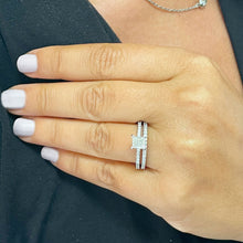 Load image into Gallery viewer, 14k solid white gold princess cut simulated diamond engagement ring and band bridal wedding set 2.00ct