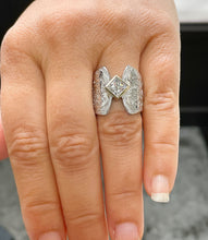 Load image into Gallery viewer, Unique Design 14K Solid And Heavy White Gold Princess Cut Simulated Diamonds Engagement Ring Bezel Antique Style Filigree 1.00ct