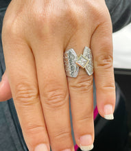 Load image into Gallery viewer, Unique Design 14K Solid And Heavy White Gold Princess Cut Simulated Diamonds Engagement Ring Bezel Antique Style Filigree 1.00ct