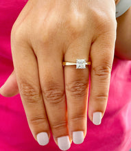 Load image into Gallery viewer, 14K Solid Yellow Gold Princess Cut Forever One Moissanite Engagement Ring Deco, Bridal, Wedding, Anniversary, Prong Set Solitaire 1.20ctw