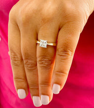 Load image into Gallery viewer, 14K Solid Yellow Gold Princess Cut Forever One Moissanite Engagement Ring Deco, Bridal, Wedding, Anniversary, Prong Set Solitaire 1.20ctw