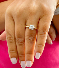 Load image into Gallery viewer, 14K Solid Yellow Gold Princess Cut Forever One Moissanite Engagement Ring Deco, Bridal, Wedding, Anniversary, Prong Set Solitaire 1.20ctw