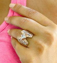 Load image into Gallery viewer, Unique Design 14K Solid And Heavy Rose Gold Princess Cut Simulated Diamonds Engagement Ring Bezel Antique Style Filigree 1.00ct