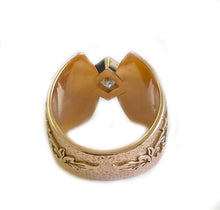 Load image into Gallery viewer, Unique Design 14K Solid And Heavy Rose Gold Princess Cut Simulated Diamonds Engagement Ring Bezel Antique Style Filigree 1.00ct