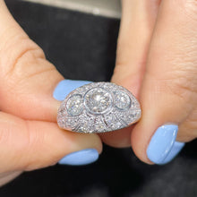 Load image into Gallery viewer, Filigree 14K Solid White Gold Round Cut Moissanite And Natural Diamond Engagement Ring Three Stone Bezel Set Antique Style 2.00ctw