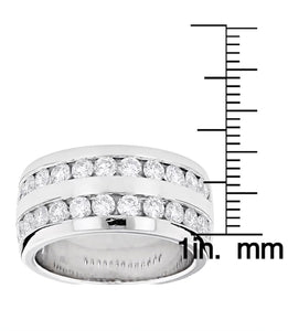 Men's 14K Solid And Heavy White Gold Round Cut Natural Diamonds Ring Band channel Set Style 2.00ctw