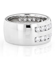 Load image into Gallery viewer, Men's 14K Solid And Heavy White Gold Round Cut Natural Diamonds Ring Band channel Set Style 2.00ctw