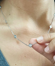 Load image into Gallery viewer, 14K Solid White Gold Round Cut Simulated Diamonds Bezel Set Necklace Pendent Diamonds By The Yard Style 2.00ctw