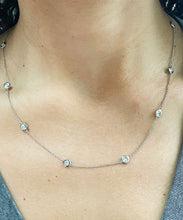 Load image into Gallery viewer, 14K Solid White Gold Round Cut Moissanite Bezel Set Necklace Pendent Diamonds By The Yard Style 2.00ctw