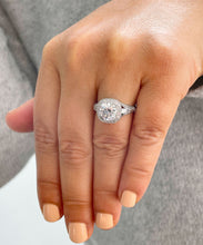 Load image into Gallery viewer, Women's 14K Solid White Gold Round Cut Forever One Moissanite and Round And Baguettes Cut Natural Diamond Engagement Ring Halo Prong 2.80ctw
