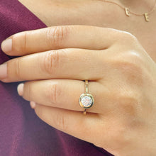 Load image into Gallery viewer, Minimalist Design14K Solid Yellow Gold Round Cut Simulated Diamonds Engagement Ring Bezel Set Wedding Bridal Set 1.00ctw