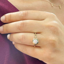 Load image into Gallery viewer, 14k Solid Yellow Gold Round Cut Forever One Moissanite Engagement Ring Bezel Set Halo 1.00ctw
