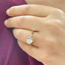 Load image into Gallery viewer, Minimalist Design14K Solid Yellow Gold Round Cut Simulated Diamonds Engagement Ring Bezel Set Wedding Bridal Set 1.00ctw