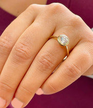 Load image into Gallery viewer, 14k Solid Yellow Gold Round Cut Forever One Moissanite Engagement Ring Bezel Set Halo 1.00ctw