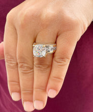 Load image into Gallery viewer, 6.50 Carat Heavy 14k Solid Yellow And White Gold Cushion Cut Forever One Moissanite and Natural Diamond Engagement Ring, Bridal, Wedding, Promise, Propose