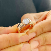 Load image into Gallery viewer, 14k Solid Rose Gold Round Cut Moissanite Engagement Ring Semi Bezel Set, Bridal, Wedding 1.25ct