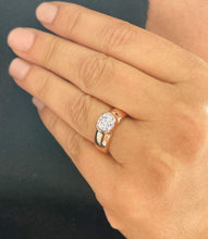 Load image into Gallery viewer, 14K Heavy Solid Rose Gold Round Cut Simulated Diamond Solitaire Semi Bezel Set, Engagement Ring Wedding Bridal 1.25ctw