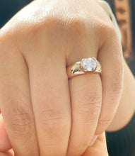 Load image into Gallery viewer, 14k Solid Rose Gold Round Cut Forever One Moissanite Engagement Ring Semi Bezel Set, Bridal, Wedding 1.25ct