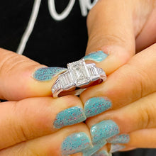 Load image into Gallery viewer, 14k Solid White Gold Emerald, Princess And Baguettes Cut Natural Diamond Engagement Ring 2.50ct