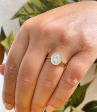 Load image into Gallery viewer, 14k Solid Yellow Gold Oval and Round Cut Simulated Diamond Engagement Ring Halo Bezel Art Deco Bridal High Quality Finish 1.20ct