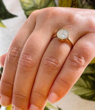 Load image into Gallery viewer, 14K Yellow Gold Oval Cut Moissanite And Natural Round cut Diamond Engagement Ring Bezel Set, Halo, Bridal 1.20ct