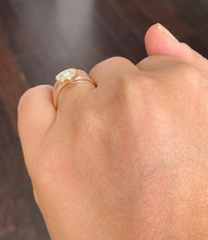 Load image into Gallery viewer, 14k Solid Yellow Gold Oval and Round Cut Simulated Diamond Engagement Ring Halo Bezel Art Deco Bridal High Quality Finish 1.20ct