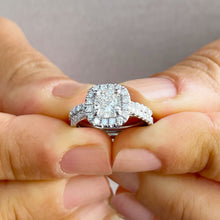 Load image into Gallery viewer, IGI Certified 14K Solid White Gold Cushion And Round Cut Diamond Engagement Ring And Band Bridal Set Halo 2.00ctw F-VS2