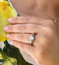 Load image into Gallery viewer, 14k Solid And Heavy White Gold Round Cut Forever One Moissanite Engagement Ring Tension Set, Propose, Anniversary, Elegant Solitaire 1.00ctw