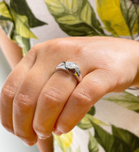 Load image into Gallery viewer, 14k Solid And Heavy White Gold Round Cut Moissanite Engagement Ring Tension Set, Propose, Anniversary, Elegant Solitaire 1.00ctw