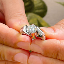 Load image into Gallery viewer, 14k Solid And Heavy White Gold Round Cut Forever One Moissanite Engagement Ring Tension Set, Propose, Anniversary, Elegant Solitaire 1.00ctw