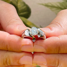 Load image into Gallery viewer, 14K Solid And Heavy White Gold Round Cut Simulated Diamond Engagement Ring Semi Tension Set Solitaire Bridal, Wedding 1.00ct