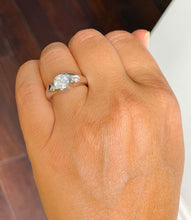 Load image into Gallery viewer, 14k Solid And Heavy White Gold Round Cut Natural Engagement Ring Semi Tension Set, Propose, Anniversary, Elegant Solitaire 1.00ctw