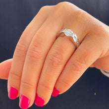 Load image into Gallery viewer, 14k Solid And Heavy White Gold Round Cut Forever One Moissanite and Natural Diamond Engagement Ring Tension Set 2.00ctw