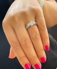 Load image into Gallery viewer, 14k Solid And Heavy White Gold Round Cut Moissanite and Natural Diamond Engagement Ring Tension Set 2.00ctw