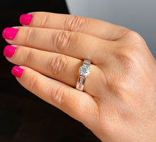 Load image into Gallery viewer, 14k Solid And Heavy White Gold Round Cut Forever One Moissanite and Natural Diamond Engagement Ring Tension Set 2.00ctw