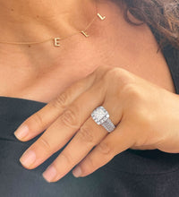 Load image into Gallery viewer, Large 14K Solid And Heavy White Gold Princess And Round Cut Simulated Diamonds Engagement Ring Prong Channel Set 3.00ct