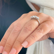 Load image into Gallery viewer, 14K Solid White Gold Round Cut Simulated Diamond Engagement Ring Deco Prong Bridal Wedding Three Stone Style Prong Set 2.00ct
