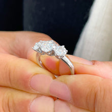 Load image into Gallery viewer, 14k Solid White Gold Round Cut Moissanite Engagement Ring, Bridal, Wedding Deco Three Stone Style Prong Set 2.00ctw