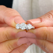 Load image into Gallery viewer, 14k Solid White Gold Round Cut Moissanite Engagement Ring, Bridal, Wedding Deco Three Stone Style Prong Set 2.00ctw