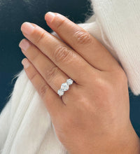 Load image into Gallery viewer, 14k Solid White Gold Round Cut Moissanite Engagement Ring, Bridal, Wedding Deco Three Stone Style Prong Set 2.00ctw