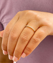 Load image into Gallery viewer, Minimalist 14K Solid White, Yellow, Or Rose Gold Round Cut Simulated Diamonds Bands 0.08ctw