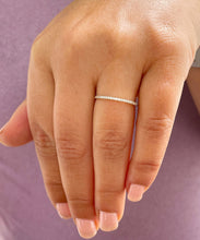 Load image into Gallery viewer, Minimalist 14K Solid White, Yellow, Or Rose Gold Round Cut Simulated Diamonds Bands 0.08ctw