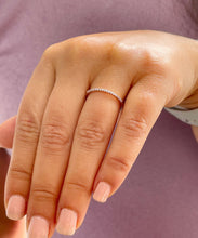 Load image into Gallery viewer, Minimalist 14K Solid White, Yellow, Or Rose Gold Round Cut Simulated Diamonds Bands 0.08ctw