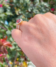 Load image into Gallery viewer, 14K Solid Yellow Gold Natural Garnet Pear Shape And Round Cut Natural Diamonds Engagement Ring Halo 3.80ct