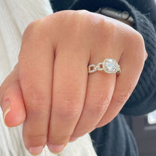 Load image into Gallery viewer, Beautiful 14k Solid Yellow Gold Round Moissanite And Natural Round Cut Diamond Engagement Ring Halo Prong Set 2.10ctw